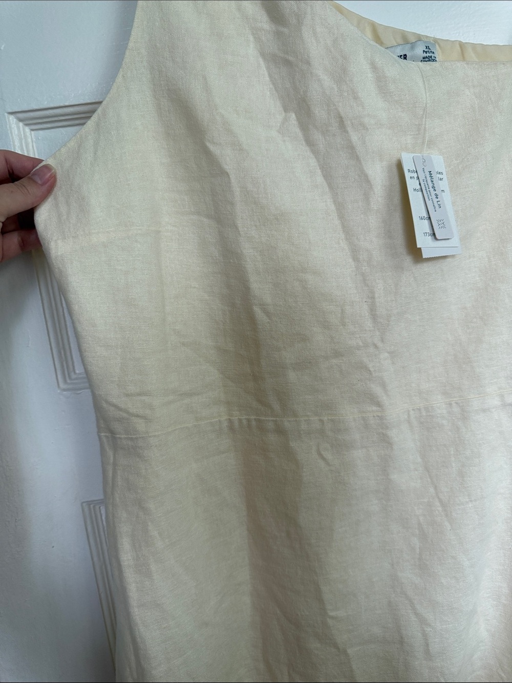 Hollister Linen Blend One-Shoulder Twist Ivory Mini Dress Size XL Petite - Picture 8 of 10